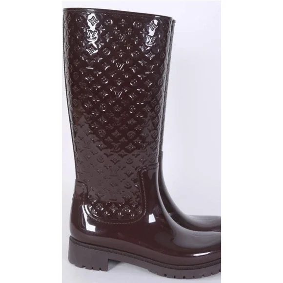 Authentic Louis Vuitton Tall Rain Boots Burgundy Color Size 39 - X listing - Picture 2 of 12